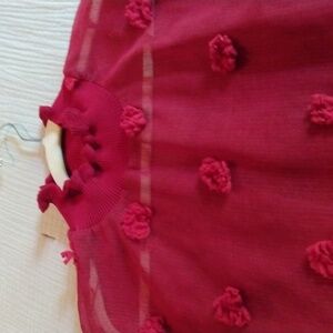 Sheer blouse with matching tank 3D polka dots with ruffle turtleneck and sleeves